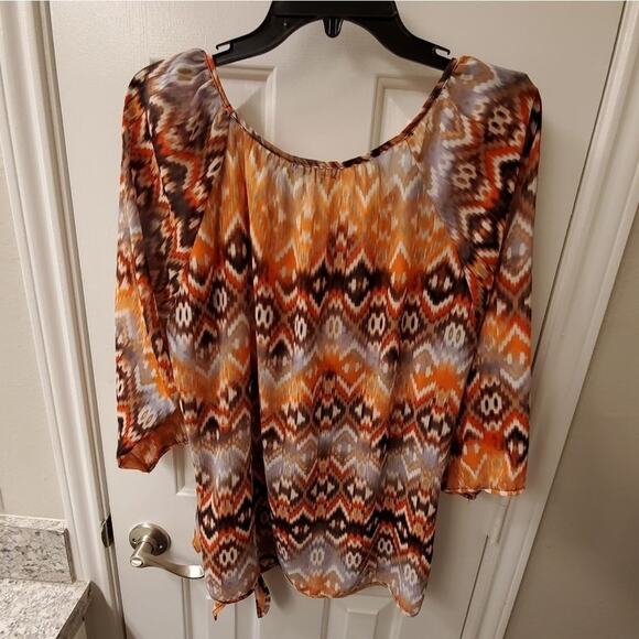 HALO CHEVRON slightly‎ sheer blouse plus size 3X - Picture 2 of 5